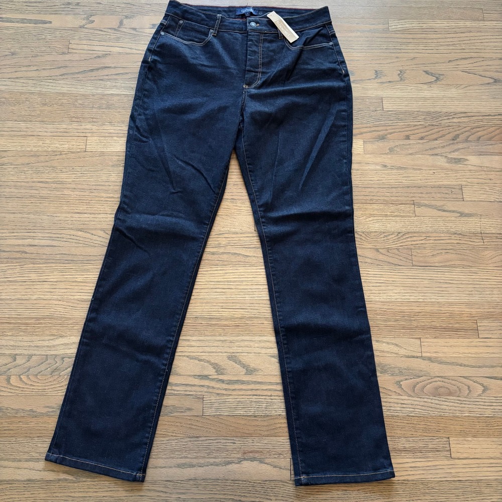 Talbots Slimming Straight Leg Jeans Womens 12 Dark Indigo Wash NWT MA804